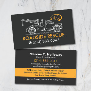 Towing Recovery Service Roadside Rescue Business Card