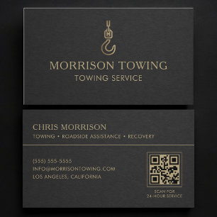 Towing Service Black Gold QR Code Business Card