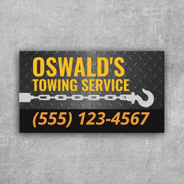 Towing Service Professional Tow Hook Black Metal Business Card (Creator Uploaded)