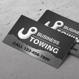 Towing Service Tow Hook Logo Professional Metal Business Card
