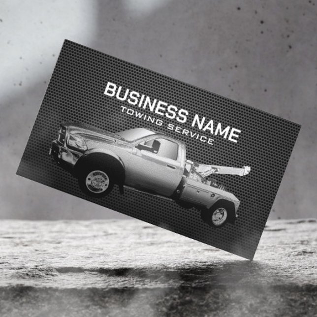 Towing Service Tow Truck Professional Black Metal Business Card (Creator Uploaded)