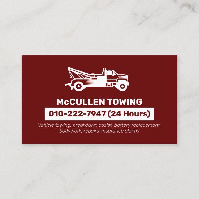 Towing Tow Truck Auto Assist Business Card (Front)