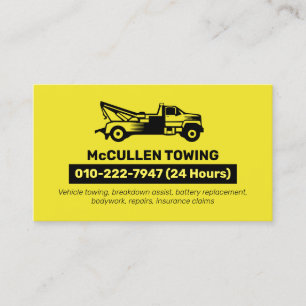 Towing Tow Truck Auto Assist Business Card