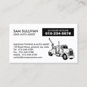 Towing Tow Truck Auto Assist Business Card