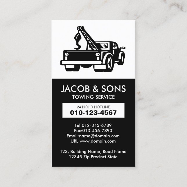 Towing Tow Truck Auto Assist Business Card (Front)