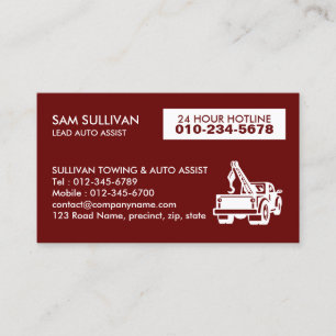 Towing Tow Truck Auto Assist Business Card