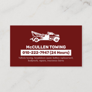 Towing Tow Truck Auto Assist Business Card