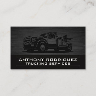 Towing Truck   Black Metal Background Business Card