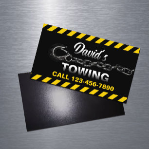 Towing Truck Car Hauling Service Magnetic Business Card
