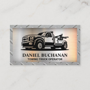 Towing Truck Vehicle   Metal Background Business Card