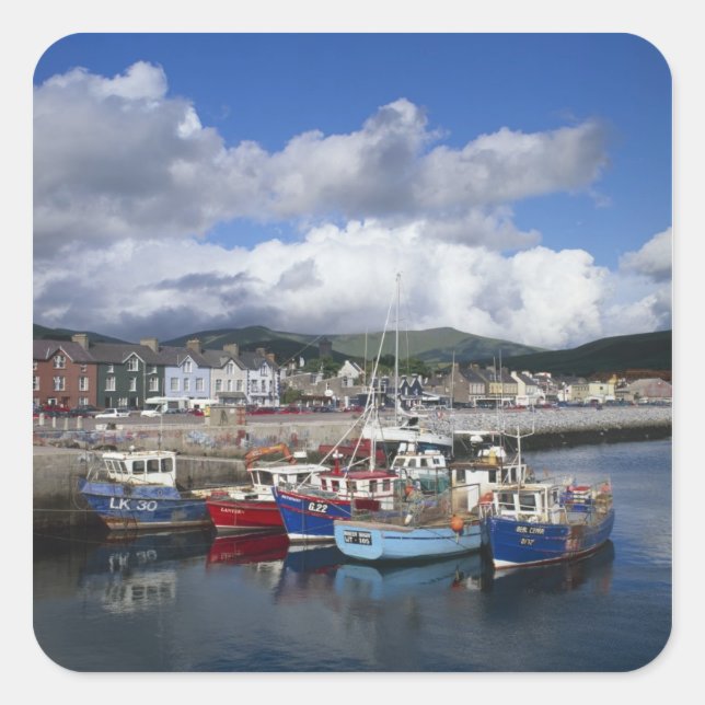 Town and Harbour, Dingle, County Kerry, Square Sticker (Front)