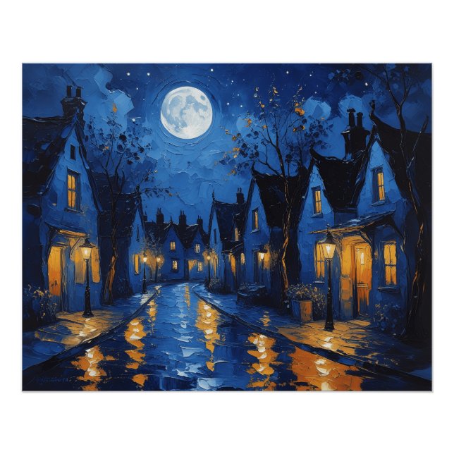 Town at night with lights poster (Front)