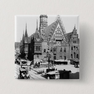 Town Hall, Breslau Poland, c.1910 15 Cm Square Badge