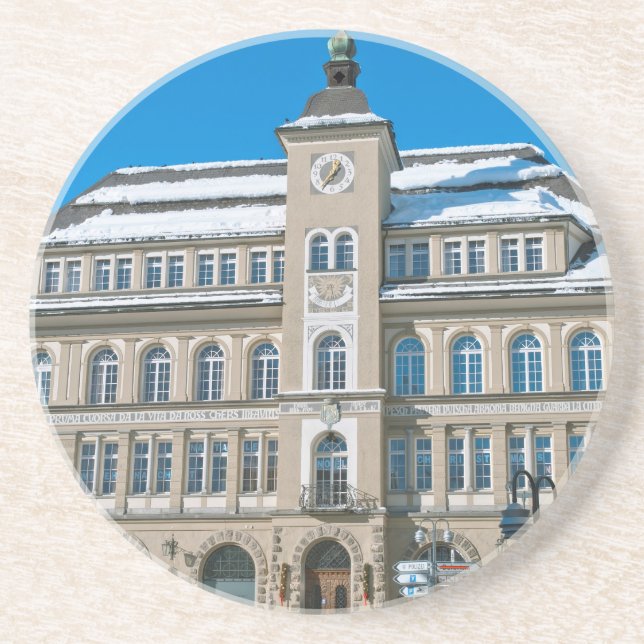 Town Hall in St Moritz, Switzerland Coaster (Front)