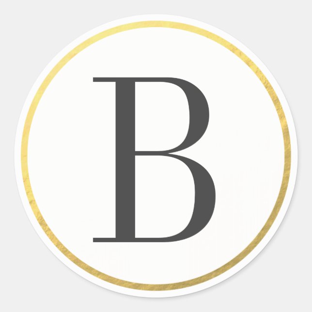 Town Hall Typography Monogram Classic Round Sticker (Front)