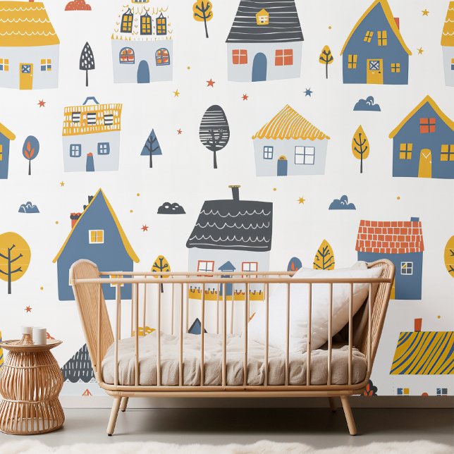 town kids, houses baby room, nursery wallpaper (Creator Uploaded)