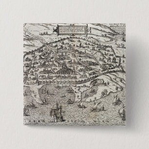 Town map of Alexandria in Egypt, c.1625 (engraving 15 Cm Square Badge
