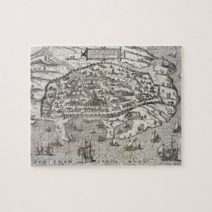 Town map of Alexandria in Egypt, c.1625 (engraving Jigsaw Puzzle