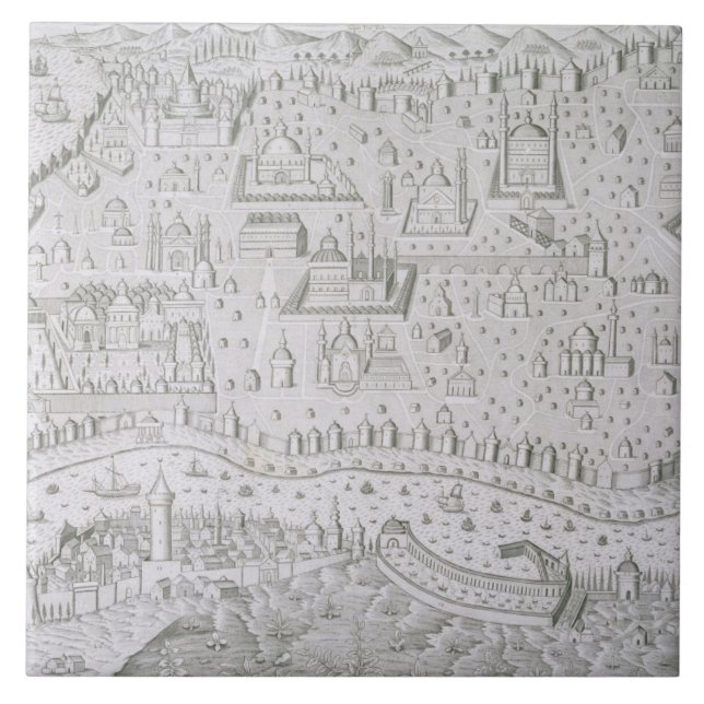 Town map of Constantinople, Turkey, c.1650 (engrav Ceramic Tile (Front)