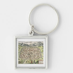 Town map of Damascus, Syria, 1620 (engraving) Key Ring