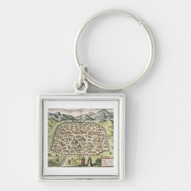 Town map of Damascus, Syria, 1620 (engraving) Key Ring (Front)