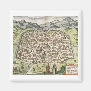 Town map of Damascus, Syria, 1620 (engraving) Magnet