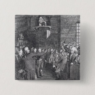 Town Meeting from M'Fingal', by John Trumball 15 Cm Square Badge