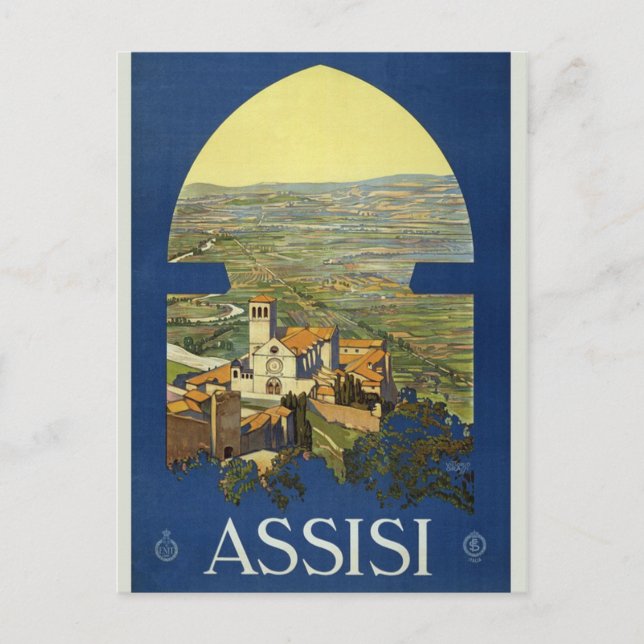 Town of Assisi Italy Vintage Postcard (Front)
