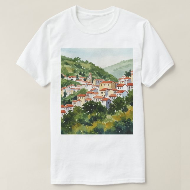 Town on a green hill T-Shirt (Design Front)