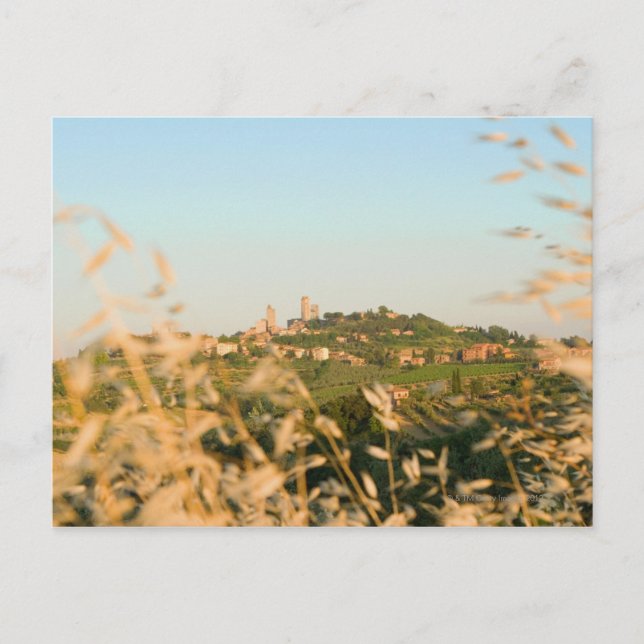 Town on a hill, San Gimignano, Siena Province, 2 Postcard (Front)