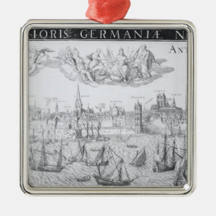 Town Plan of Antwerp, 1549 Metal Tree Decoration