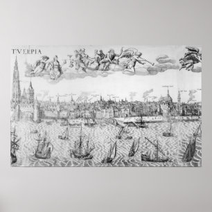 Town Plan of Antwerp, 1549 Poster