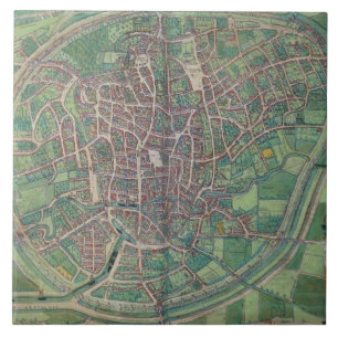 Town Plan of Brussels, from 'Civitates Orbis Terra Ceramic Tile