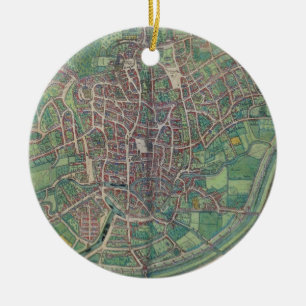 Town Plan of Brussels, from 'Civitates Orbis Terra Ceramic Tree Decoration