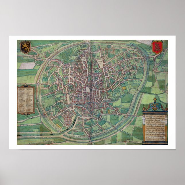 Town Plan of Brussels, from 'Civitates Orbis Terra Poster (Front)