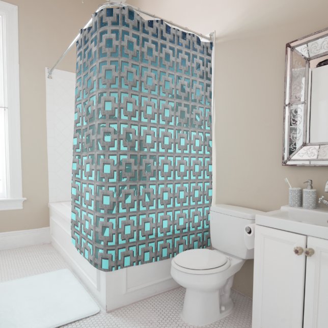 Town Square Breeze Blocks Shower Curtain (In Situ)