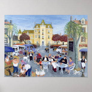 Town Square in Burgundy Poster