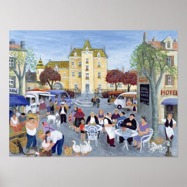 Town Square in Burgundy Poster (Front)