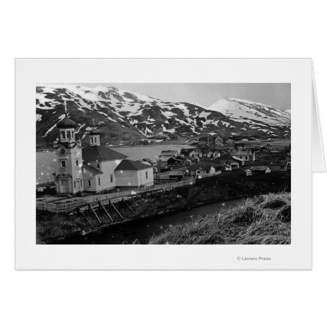 Town View of Unalaska, Alaska Photograph (Front Horizontal)