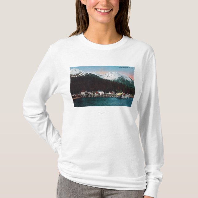 Town View with DocksTenakee Springs, AK T-Shirt (Front)