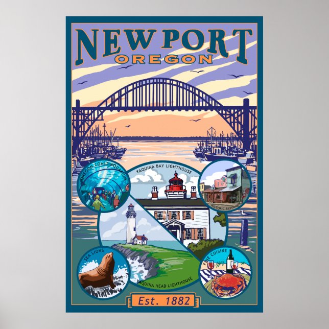 Town Views - Newport, Oregon Poster (Front)