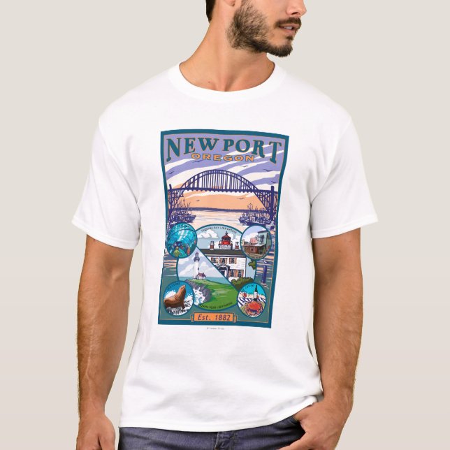 Town Views - Newport, Oregon T-Shirt (Front)