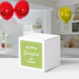 Town Welcome Sign Green Baby Shower Favour Box