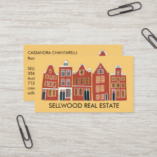 Townhouse Modern Real Estate Broker Agent Rental  Business Card