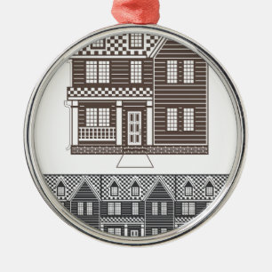 TownHouse row of townhomes vector Metal Ornament