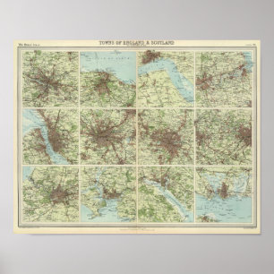 Towns of England & Scotland on a uniform scale Poster