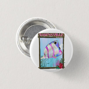 Townsville Australia Tropical fish travel poster 3 Cm Round Badge
