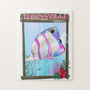 Townsville Australia Tropical fish travel poster Jigsaw Puzzle