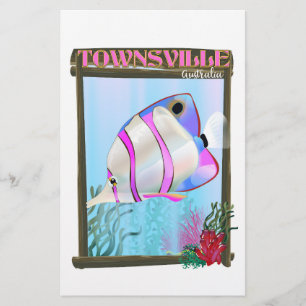 Townsville Australia Tropical fish travel poster Stationery