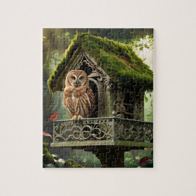 Towny owl and house jigsaw puzzle (Vertical)